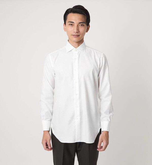 UNITED ARROWS green label relaxing「MADE BY HITOYOSHI フレンチツイル ワイドカラー ドレスシャツ」|シャツ・ブラウス|