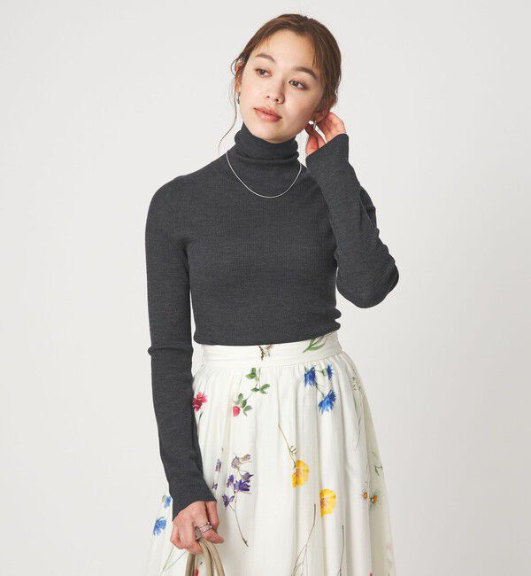 UNITED ARROWS green label relaxing「ウール シアー リブ タートルネック ニット ウォッシャブル」|ニット・セーター|DK.GRAY