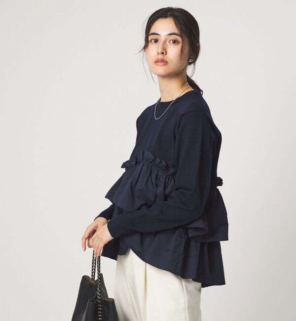 UNITED ARROWS green label relaxing「ティアード ドッキング プルオーバー ニット 2」|ニット・セーター|NAVY