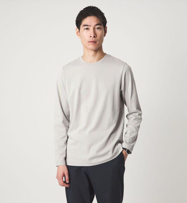 UNITED ARROWS green label relaxing「LONG FIBER COTTON クリア クルーネック 長袖 Tシャツ」|Tシャツ・カットソー|LT.GRAY