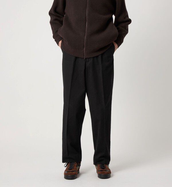 STEVEN ALAN「＜Steven Alan＞ ブラッシュド コットン アウト ワンプリーツ スラックス」|チノ|BLACK
