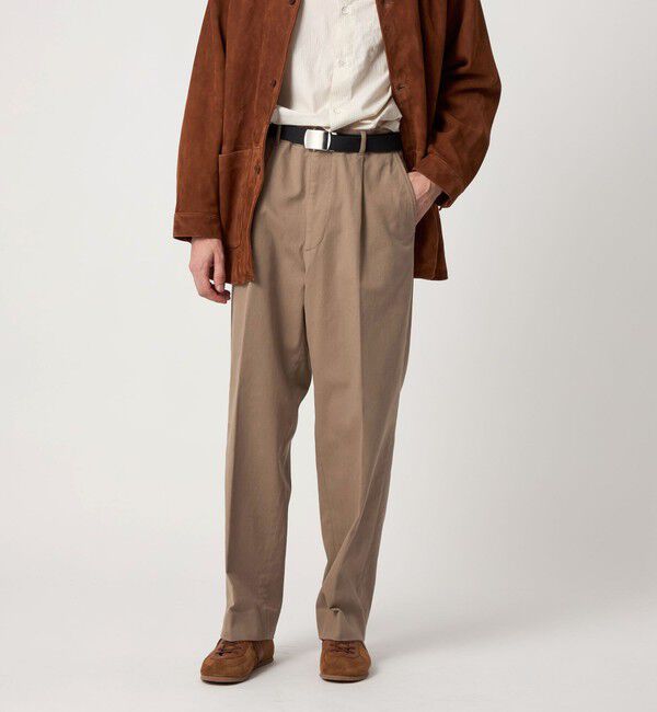 STEVEN ALAN「＜Steven Alan＞ ブラッシュド コットン アウト ワンプリーツ スラックス」|チノ|