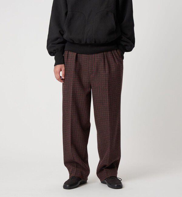 STEVEN ALAN「＜Steven Alan＞ ブリティッシュチェック インツープリーツ ドレス トラウザーズ」|スラックス|DK.BROWN