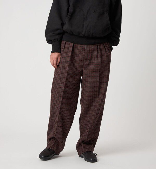 STEVEN ALAN「＜Steven Alan＞ ブリティッシュチェック インツープリーツ ドレス トラウザーズ」|スラックス|