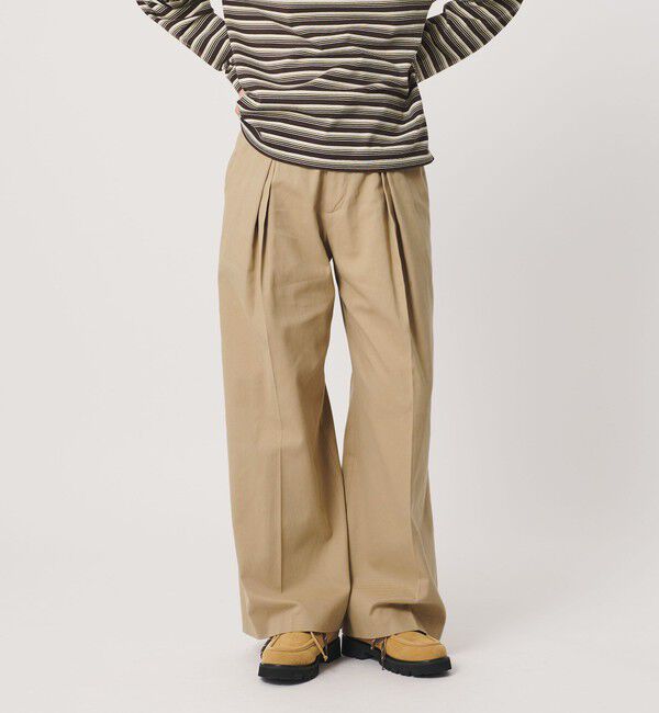 BEAUTY&YOUTH UNITED ARROWS「コットンチノ 2タック ワイドパンツ」|チノ|BEIGE