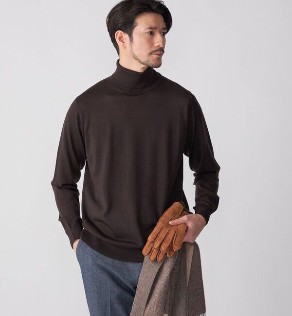 SHIPS「SHIPS: HANDFRAME 16ゲージ タートルネック ニット」|ニット・セーター|ブラウン