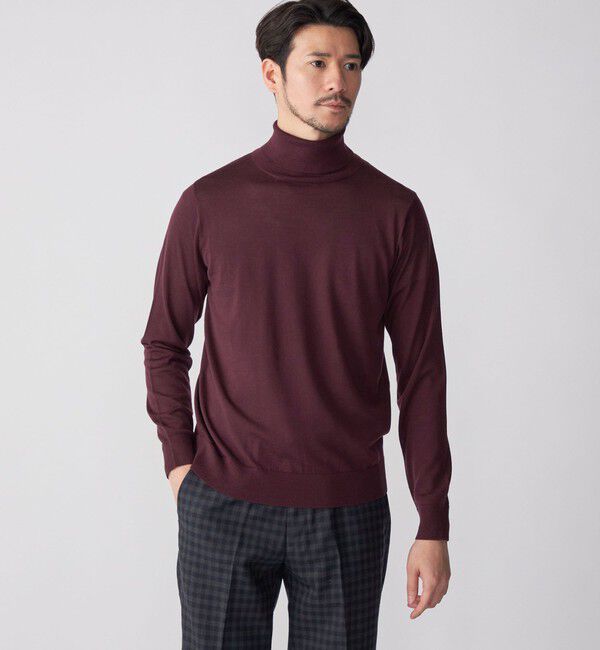 SHIPS「SHIPS: HANDFRAME 16ゲージ タートルネック ニット」|ニット・セーター|ワイン