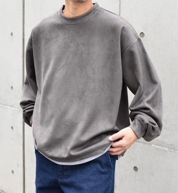 SHIPS any「SHIPS any: 〈洗濯機可能〉フェイクスエード (ポリエステル) / レイヤード クルーネック プルオーバー◇」|スウェット・ジャージ|