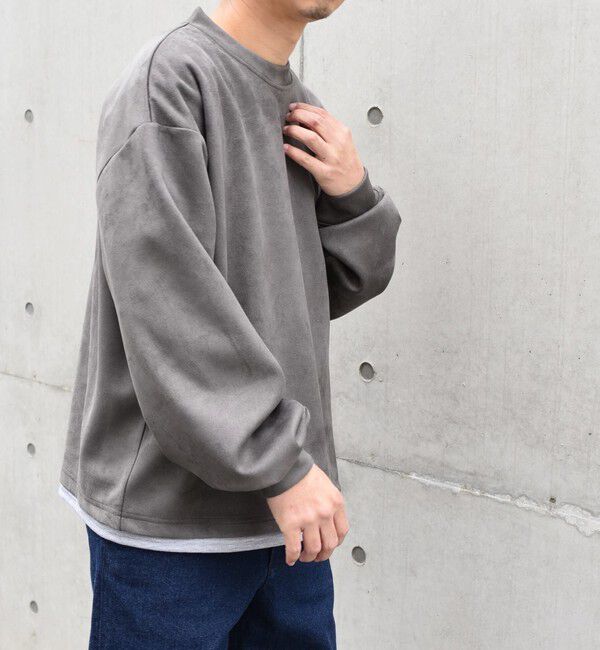 SHIPS any「SHIPS any: 〈洗濯機可能〉フェイクスエード (ポリエステル) / レイヤード クルーネック プルオーバー◇」|スウェット・ジャージ|