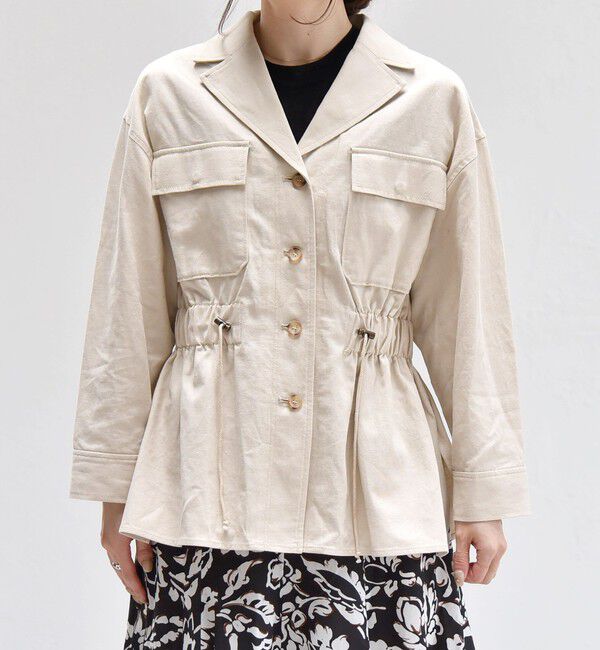 quaranciel「quaranciel:〈洗濯機可能〉コットン リネン サファリ シャツ ジャケット」|ミリタリージャケット|