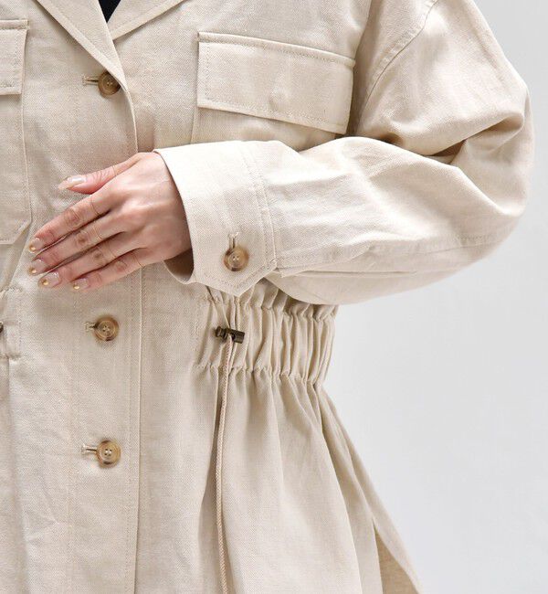 quaranciel「quaranciel:〈洗濯機可能〉コットン リネン サファリ シャツ ジャケット」|ミリタリージャケット|