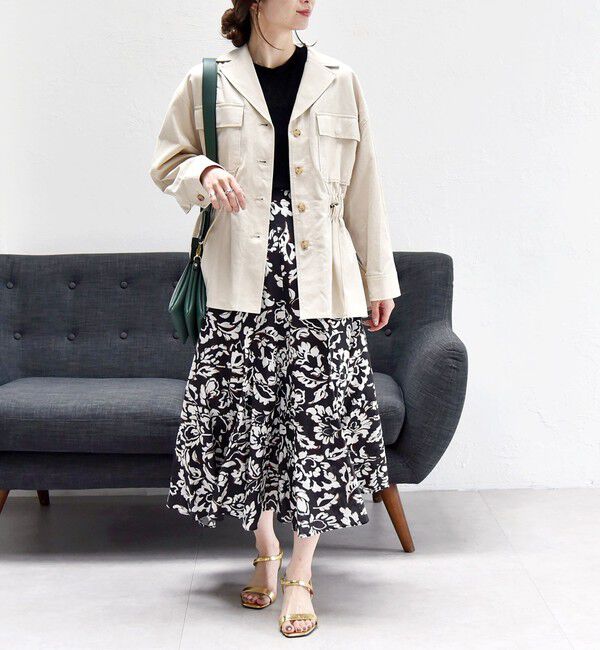 quaranciel「quaranciel:〈洗濯機可能〉コットン リネン サファリ シャツ ジャケット」|ミリタリージャケット|