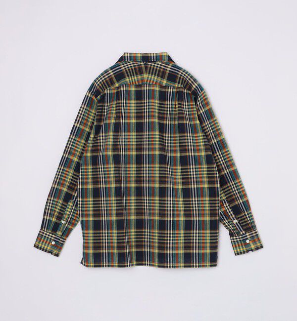 SHIPS「SHIPS: オープンカラー コットン リネン マドラスチェック プルオーバー シャツ ブルー」|シャツ・ブラウス|