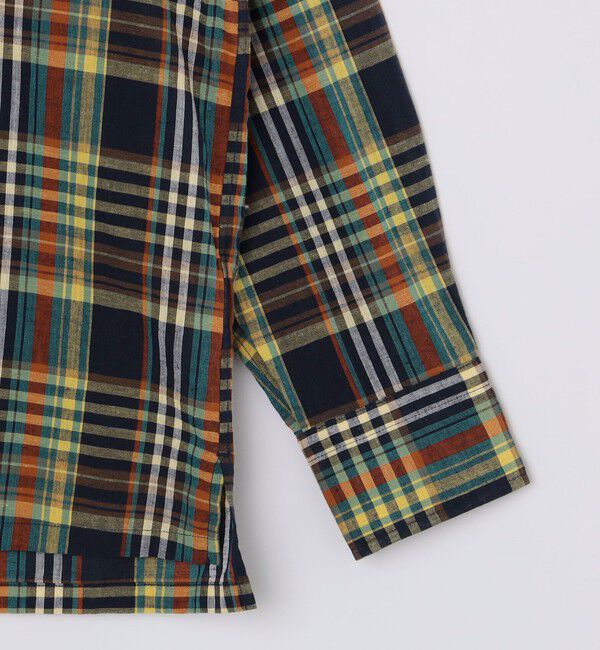 SHIPS「SHIPS: オープンカラー コットン リネン マドラスチェック プルオーバー シャツ ブルー」|シャツ・ブラウス|