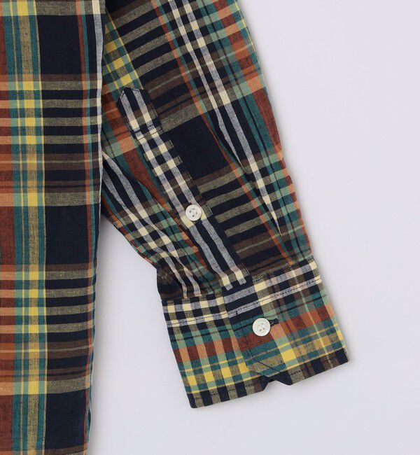 SHIPS「SHIPS: オープンカラー コットン リネン マドラスチェック プルオーバー シャツ ブルー」|シャツ・ブラウス|