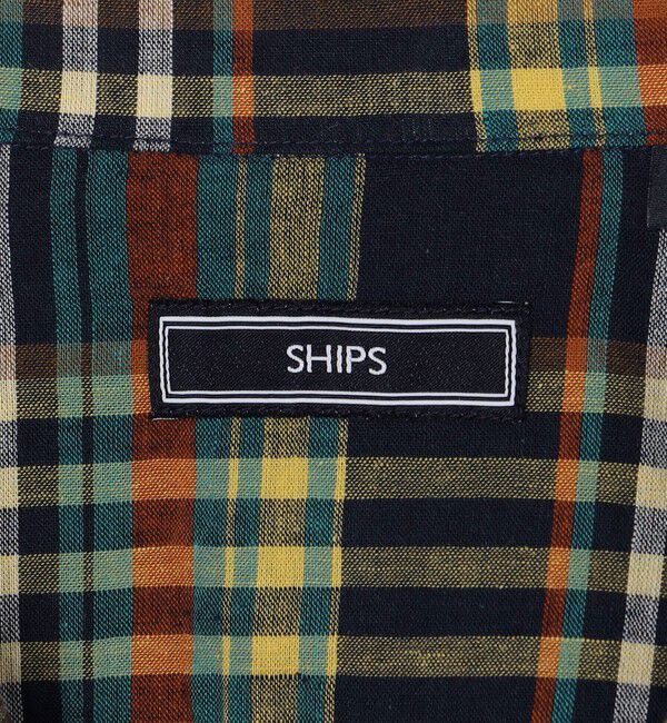 SHIPS「SHIPS: オープンカラー コットン リネン マドラスチェック プルオーバー シャツ ブルー」|シャツ・ブラウス|