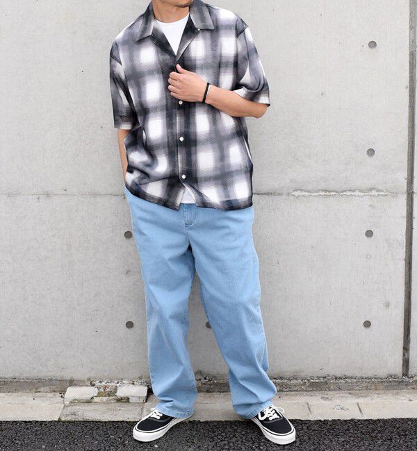 SHIPS any「SHIPS any: メッシュ オンブレチェック / ウェーブ パターン オープンカラー シアー シャツ◇」|シャツ・ブラウス|