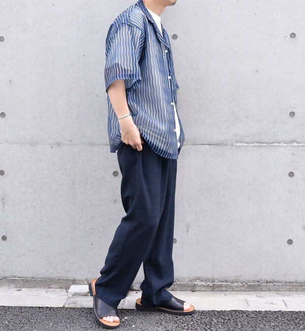 SHIPS any「SHIPS any: メッシュ オンブレチェック / ウェーブ パターン オープンカラー シアー シャツ◇」|シャツ・ブラウス|