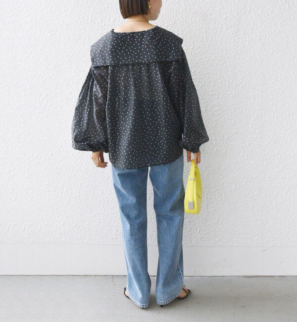 SHIPS for women「【WEB限定】〈手洗い可能〉ドット / レオパード プリント シアー ブラウス」|シャツ・ブラウス|