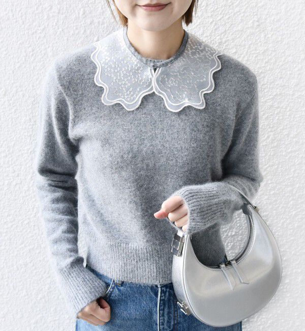 SHIPS for women「【WEB限定】〈手洗い可能〉布帛 襟付き ニット プルオーバー」|ニット・セーター|