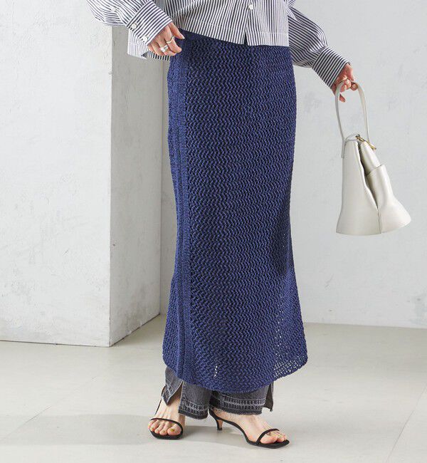 SHIPS for women「LOGAN KNITTING MILLS:〈手洗い可能〉クロシェ スカート」|スカート|