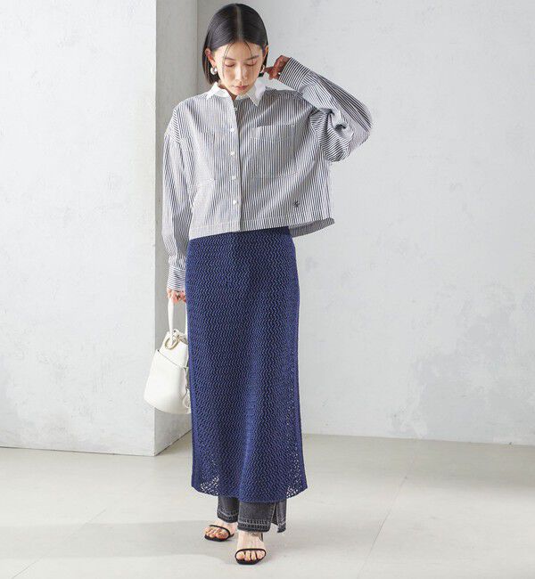 SHIPS for women「LOGAN KNITTING MILLS:〈手洗い可能〉クロシェ スカート」|スカート|