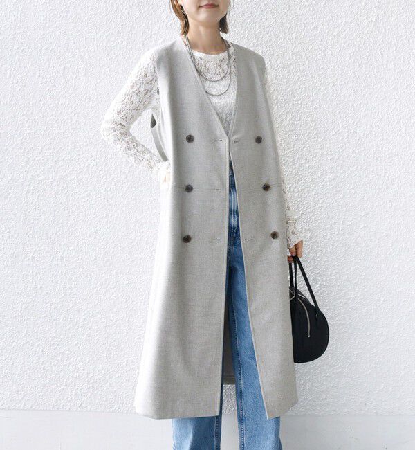 SHIPS for women「〈手洗い可能〉シャークスキン ジレ ワンピース」|ワンピース|ベージュ