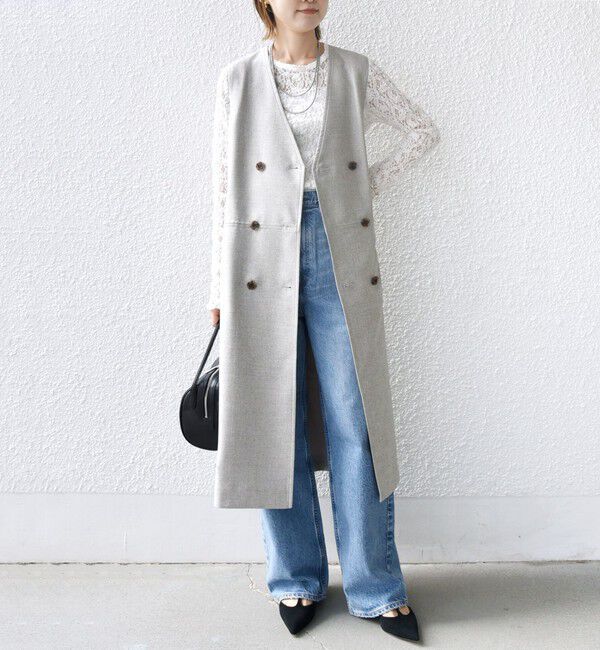 SHIPS for women「〈手洗い可能〉シャークスキン ジレ ワンピース」|ワンピース|