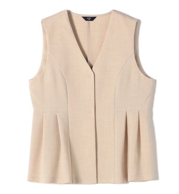SHIPS Colors 「SHIPS Colors:〈洗濯機可能〉リネンライク ペプラム ベスト◇」|ベスト・ジレ|サンドベージュ