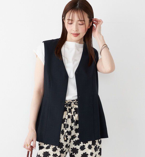 SHIPS Colors 「SHIPS Colors:〈洗濯機可能〉リネンライク ペプラム ベスト◇」|ベスト・ジレ|