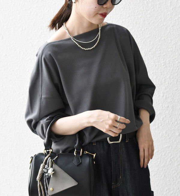 SHIPS any「SHIPS any:〈接触冷感/汗染み防止加工/洗濯機可能〉ボートネック ワイド ロンTEE」|Tシャツ・カットソー|