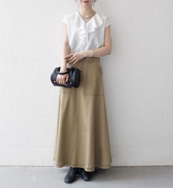 SHIPS any「SHIPS any:〈洗濯機可能〉シアー ジャージー ラッフル フレンチ カット ブラウス」|シャツ・ブラウス|