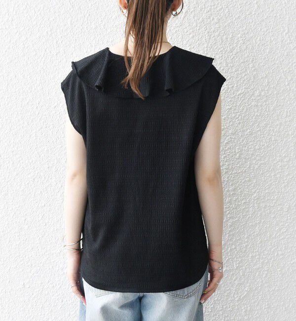 SHIPS any「SHIPS any:〈洗濯機可能〉シアー ジャージー ラッフル フレンチ カット ブラウス」|シャツ・ブラウス|