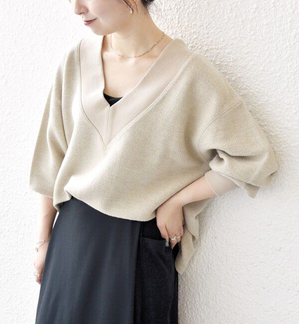 SHIPS any「SHIPS any:〈手洗い可能〉サカリバ 深Vネック ルーズ プルオーバー」|Tシャツ・カットソー|