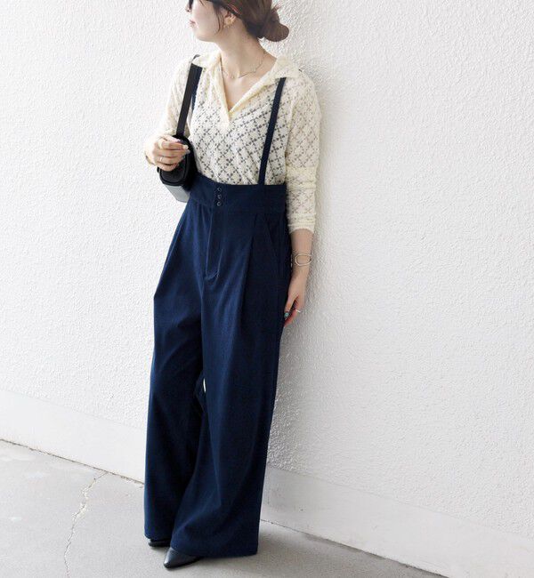 SHIPS any「SHIPS any:〈手洗い可能〉コーデュロイ サスペンダー付 ハイウエスト ワイド パンツ」|その他|