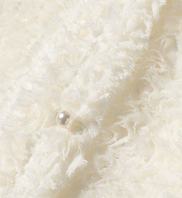 SHIPS for women「little black:〈手洗い可能〉パール 釦 フリル チュール 半袖 ブラウス」|シャツ・ブラウス|