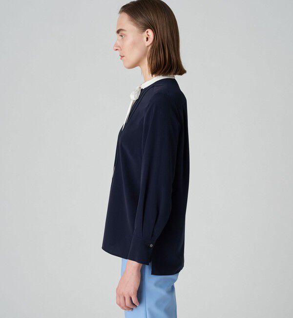 【定価1.7万】Ballsey ネイビー ボウタイブラウス 36 Honeys（ハニーズ） ブラウス シャツ 配色ボウタイブラウス レディース