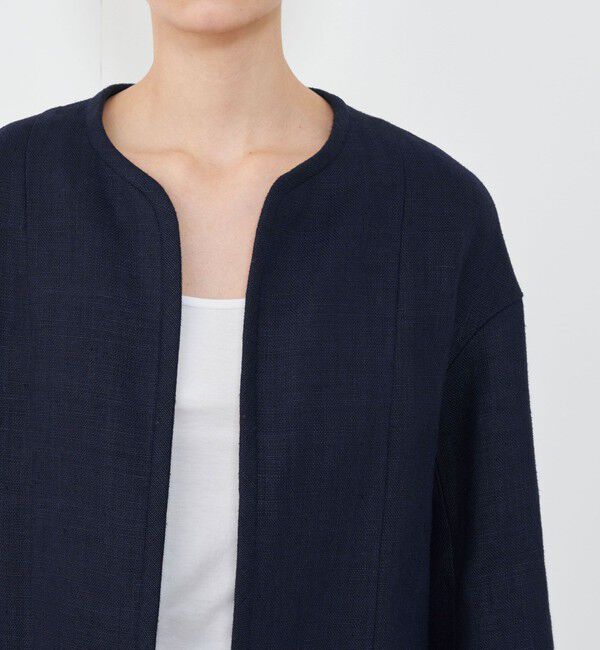 GALERIE VIE「リネンキャンバス カラーレスジャケット」|ノーカラージャケット|