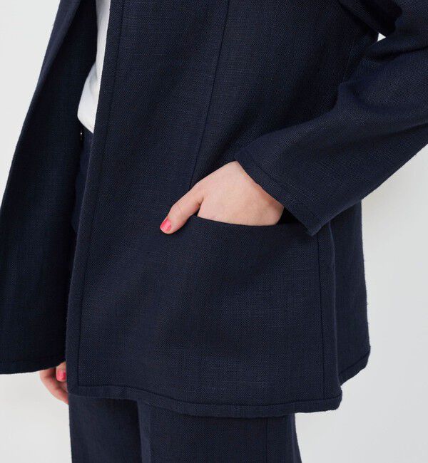 GALERIE VIE「リネンキャンバス カラーレスジャケット」|ノーカラージャケット|