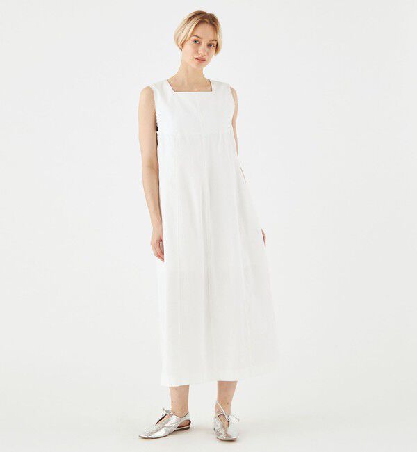 MACPHEE「コットンナイロンピケ スクエアネックワンピース」|ワンピース|