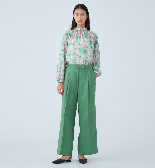 TOMORROWLAND collection「アネモネプリント ギャザースタンドカラーブラウス」|シャツ・ブラウス|