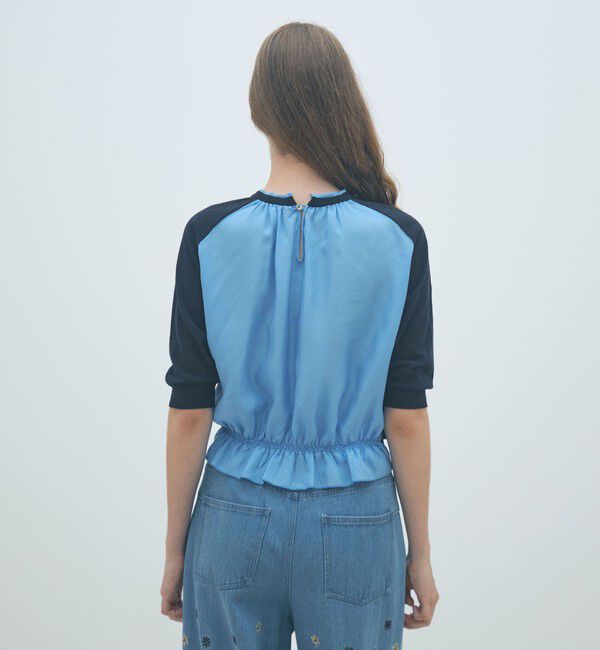 MACPHEE「ファブリックコンビ ハーフスリーブプルオーバー」|ニット・セーター|