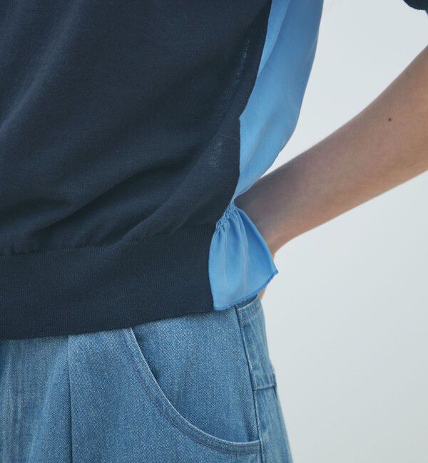 MACPHEE「ファブリックコンビ ハーフスリーブプルオーバー」|ニット・セーター|