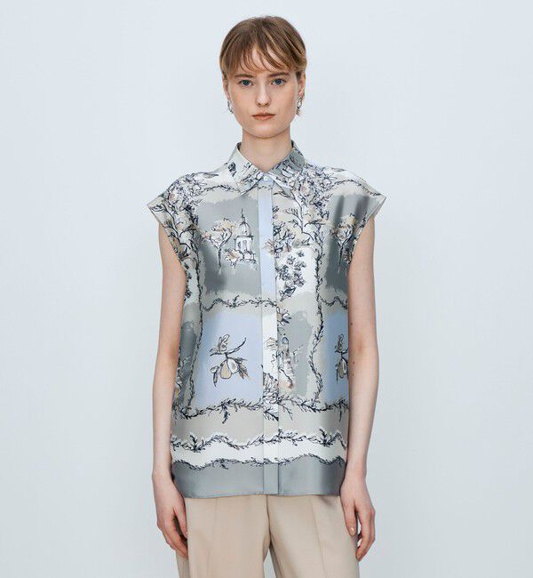 TOMORROWLAND collection「【WEB先行予約】ローマプリント フレンチスリーブブラウス」|シャツ・ブラウス|