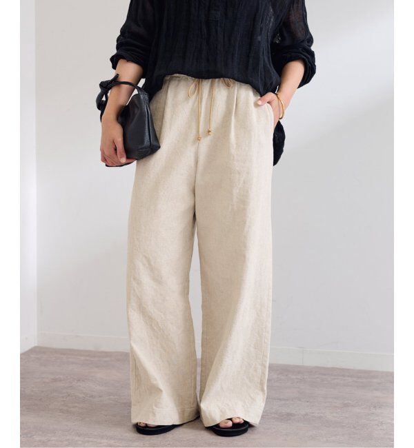 FRAMeWORK「綿麻イージーパンツ」|その他|ベージュ