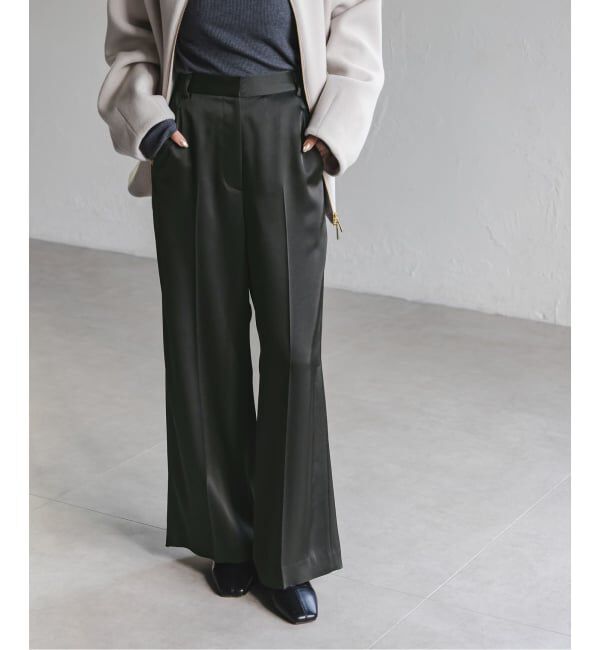 NOBLE「《追加》【洗える】ルナサテンベルテッドパンツ」|スラックス|ブラウン B