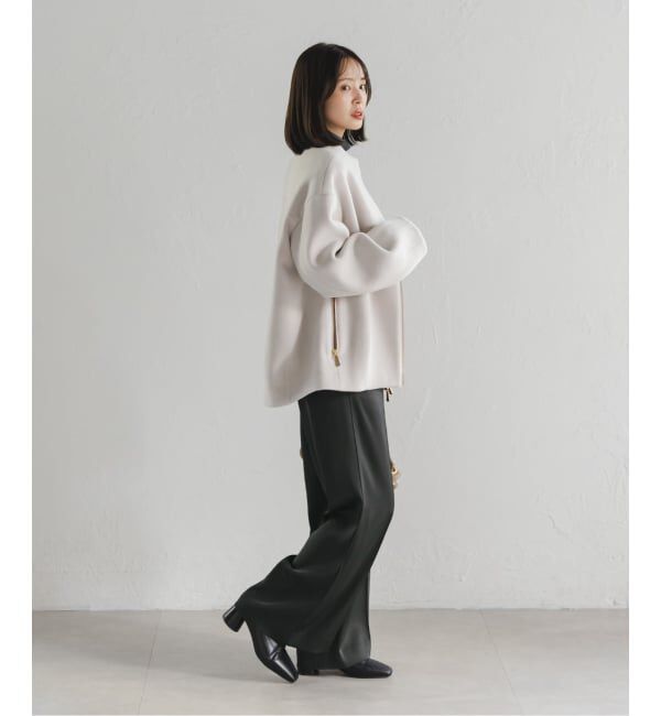 NOBLE「《追加》【洗える】ルナサテンベルテッドパンツ」|スラックス|