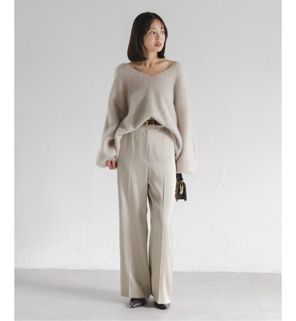 NOBLE「《追加》【洗える】ルナサテンベルテッドパンツ」|スラックス|