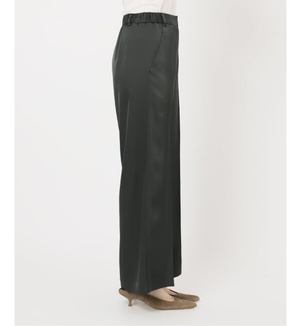 NOBLE「《追加》【洗える】ルナサテンベルテッドパンツ」|スラックス|