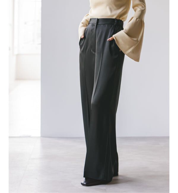 NOBLE「《追加》【洗える】ルナサテンベルテッドパンツ」|スラックス|
